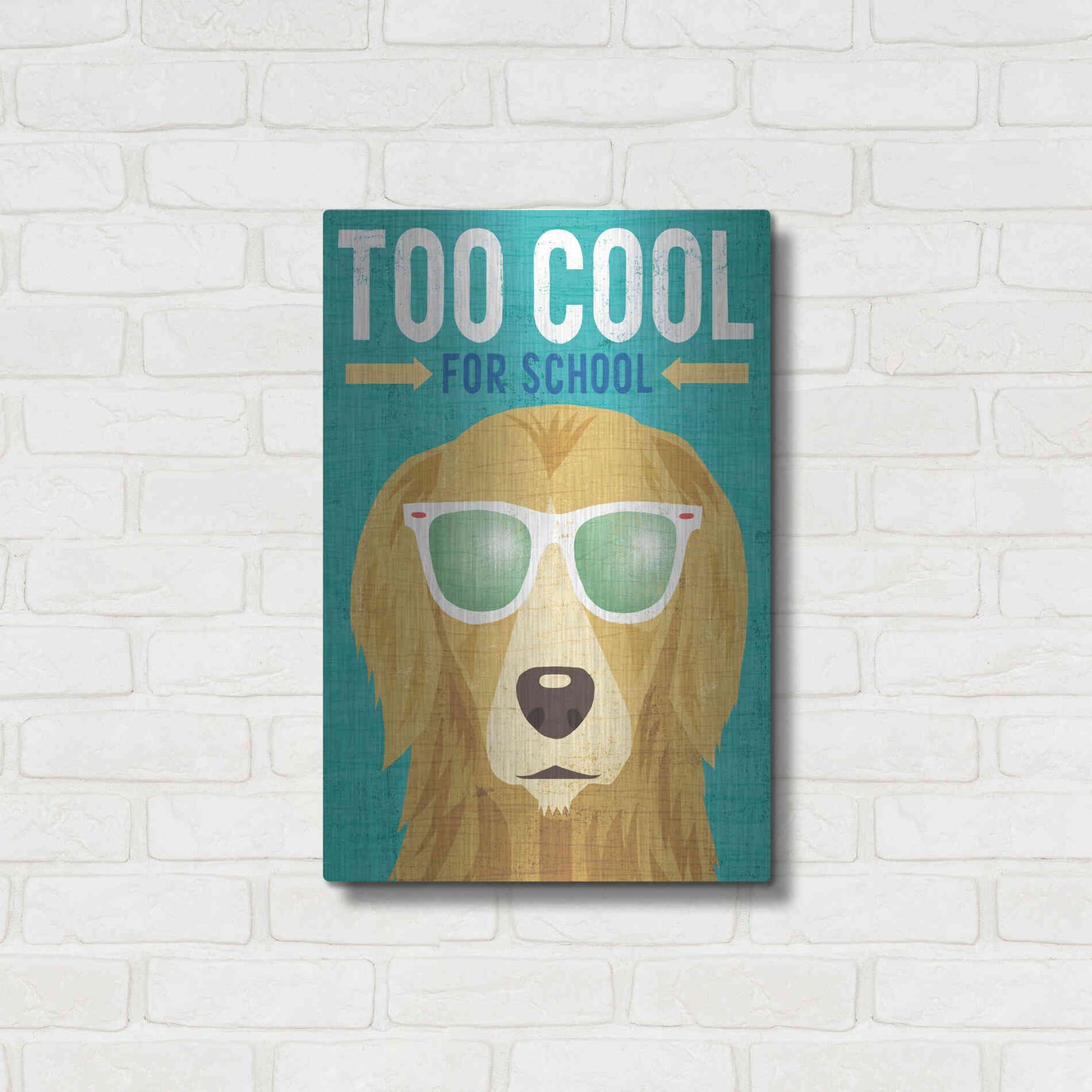 Luxe Metal Art 'Beach Bums Golden I Cool' by Michael Mullan, Metal Wall Art,16x24