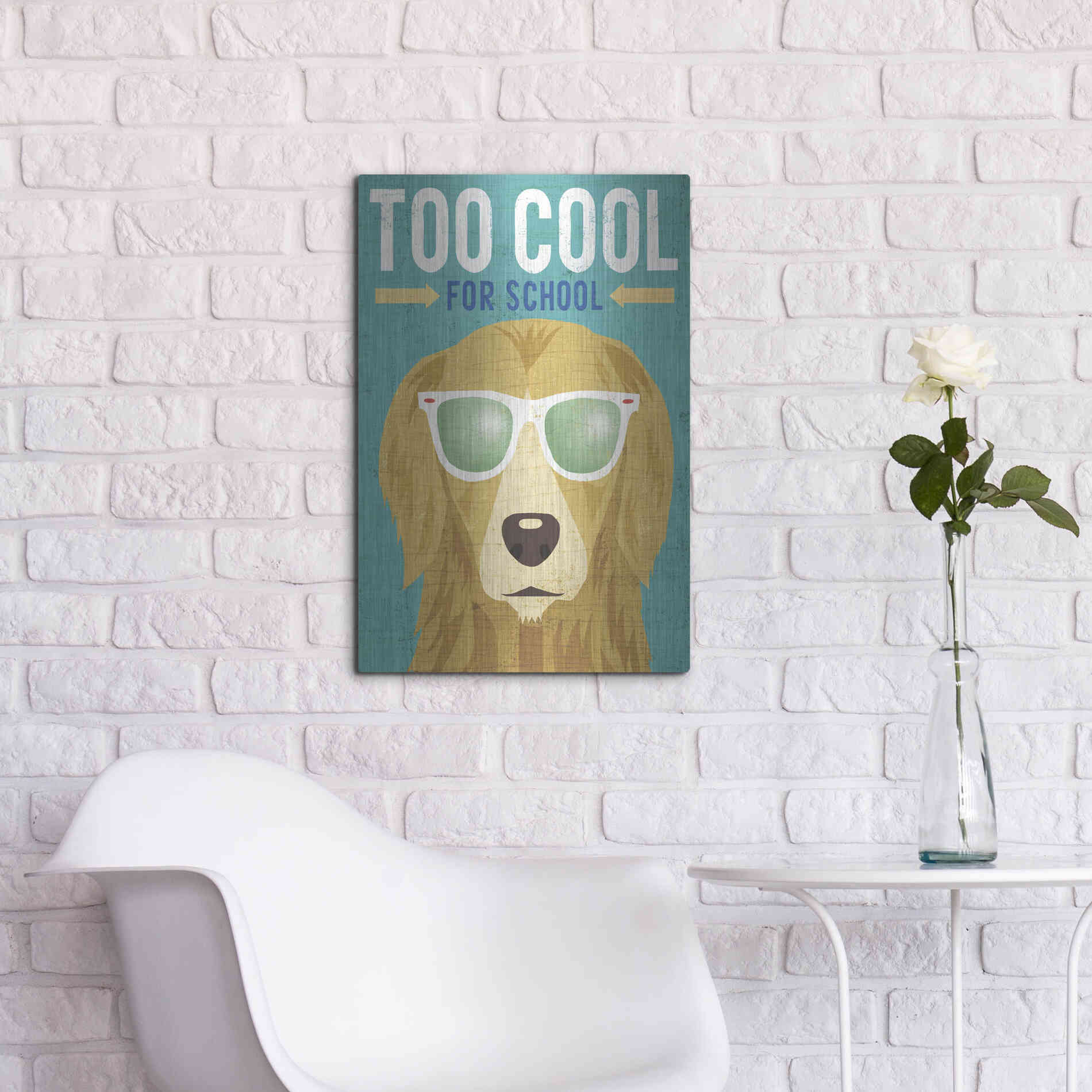 Luxe Metal Art 'Beach Bums Golden I Cool' by Michael Mullan, Metal Wall Art,16x24