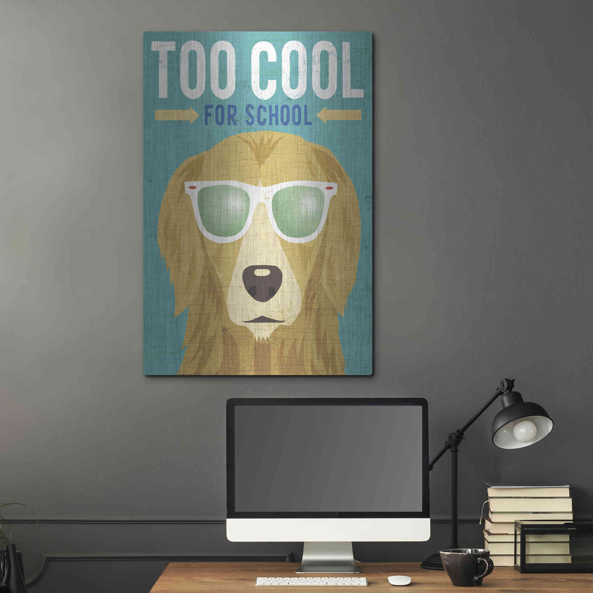 Luxe Metal Art 'Beach Bums Golden I Cool' by Michael Mullan, Metal Wall Art,24x36