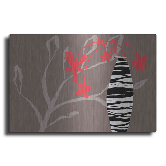 Luxe Metal Art 'Red Flowers In A Vase' by Delores Naskrent Metal Wall Art