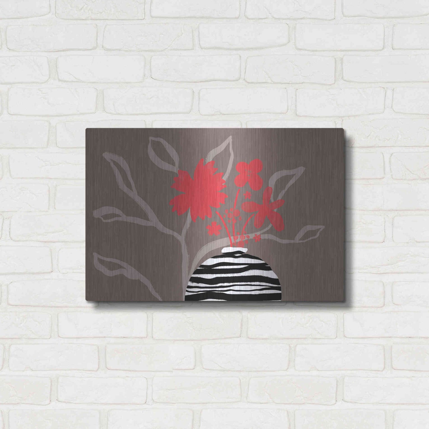 Luxe Metal Art 'Dancing Red Flowers' by Delores Naskrent Metal Wall Art,24x16