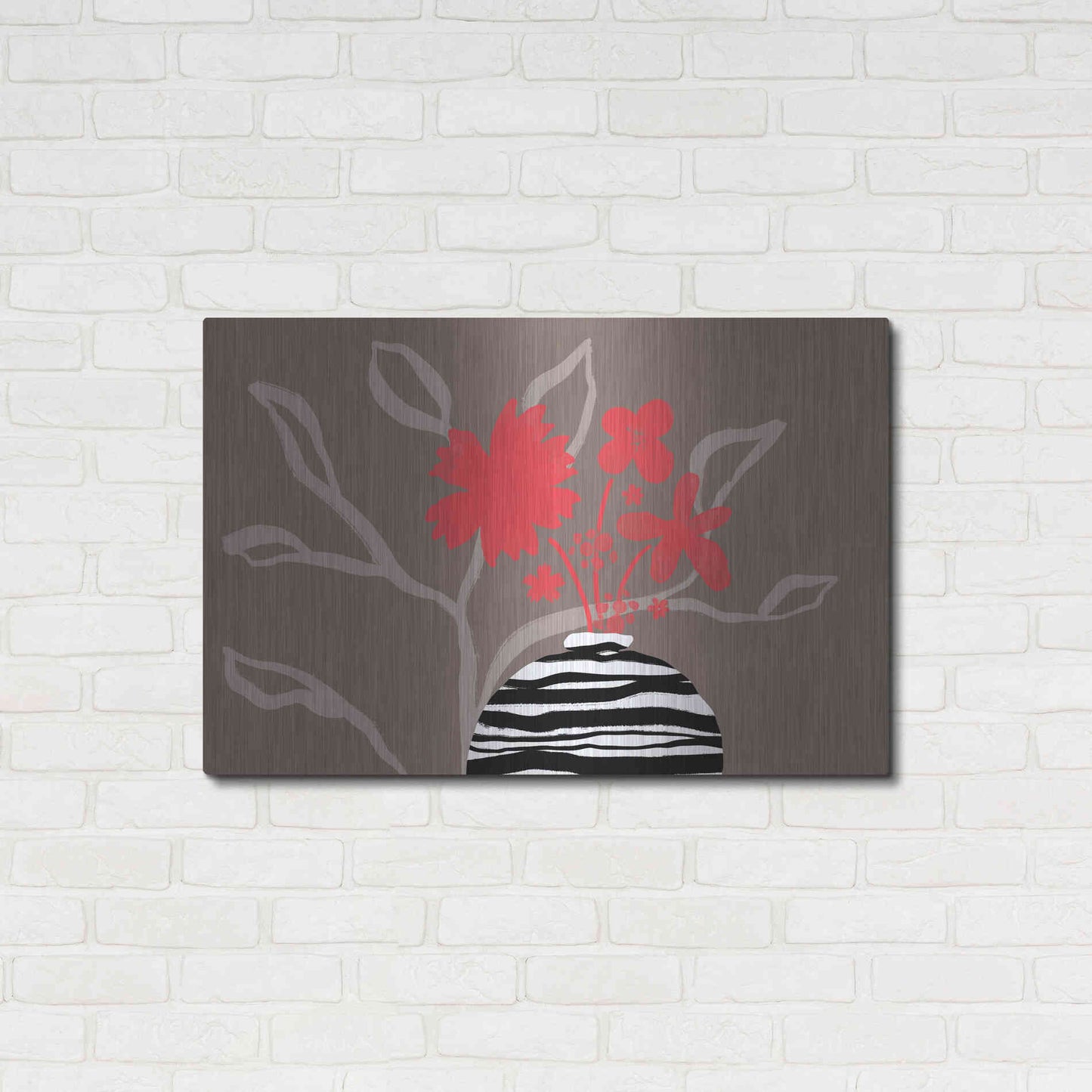 Luxe Metal Art 'Dancing Red Flowers' by Delores Naskrent Metal Wall Art,36x24