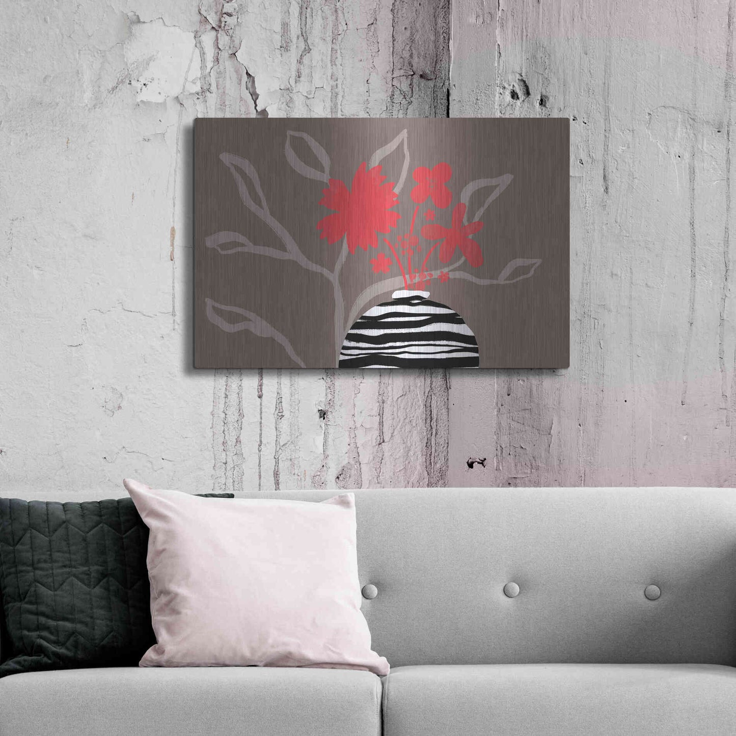 Luxe Metal Art 'Dancing Red Flowers' by Delores Naskrent Metal Wall Art,36x24