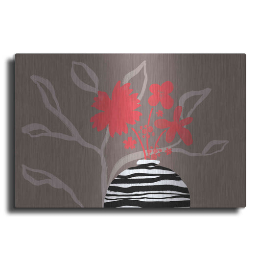 Luxe Metal Art 'Dancing Red Flowers' by Delores Naskrent Metal Wall Art