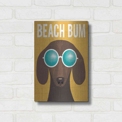 Luxe Metal Art 'Beach Bums Dachshund I Bum' by Michael Mullan, Metal Wall Art,12x16