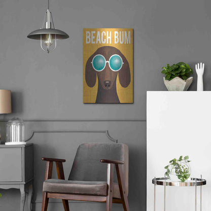 Luxe Metal Art 'Beach Bums Dachshund I Bum' by Michael Mullan, Metal Wall Art,16x24
