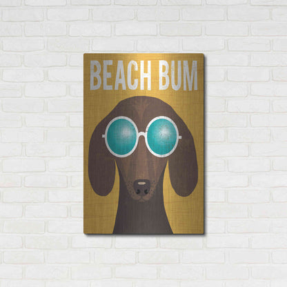 Luxe Metal Art 'Beach Bums Dachshund I Bum' by Michael Mullan, Metal Wall Art,24x36
