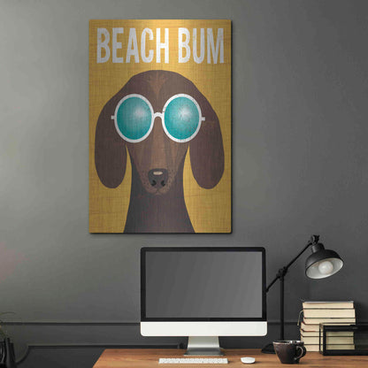Luxe Metal Art 'Beach Bums Dachshund I Bum' by Michael Mullan, Metal Wall Art,24x36