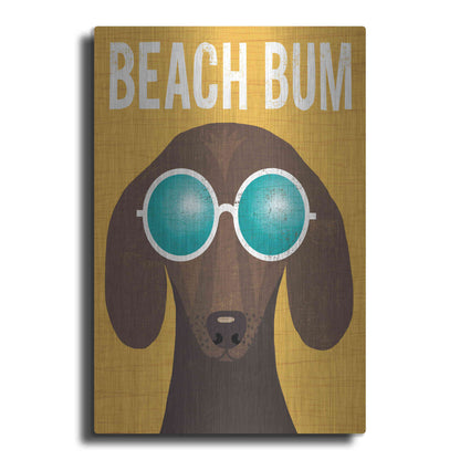 Luxe Metal Art 'Beach Bums Dachshund I Bum' by Michael Mullan, Metal Wall Art