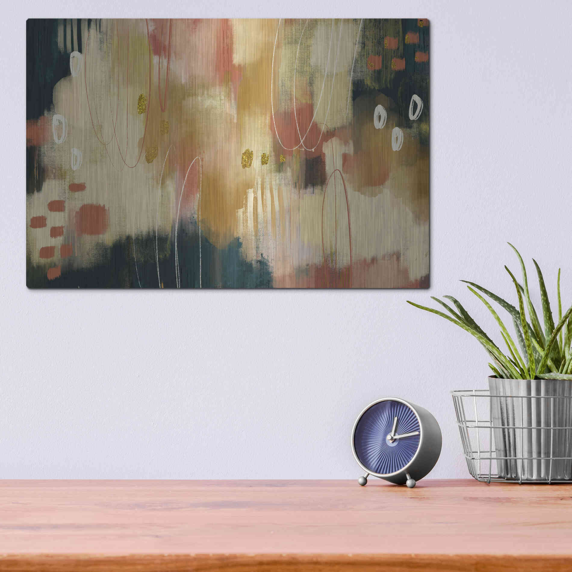 Luxe Metal Art 'Umber Embers' by Delores Naskrent Metal Wall Art,16x12