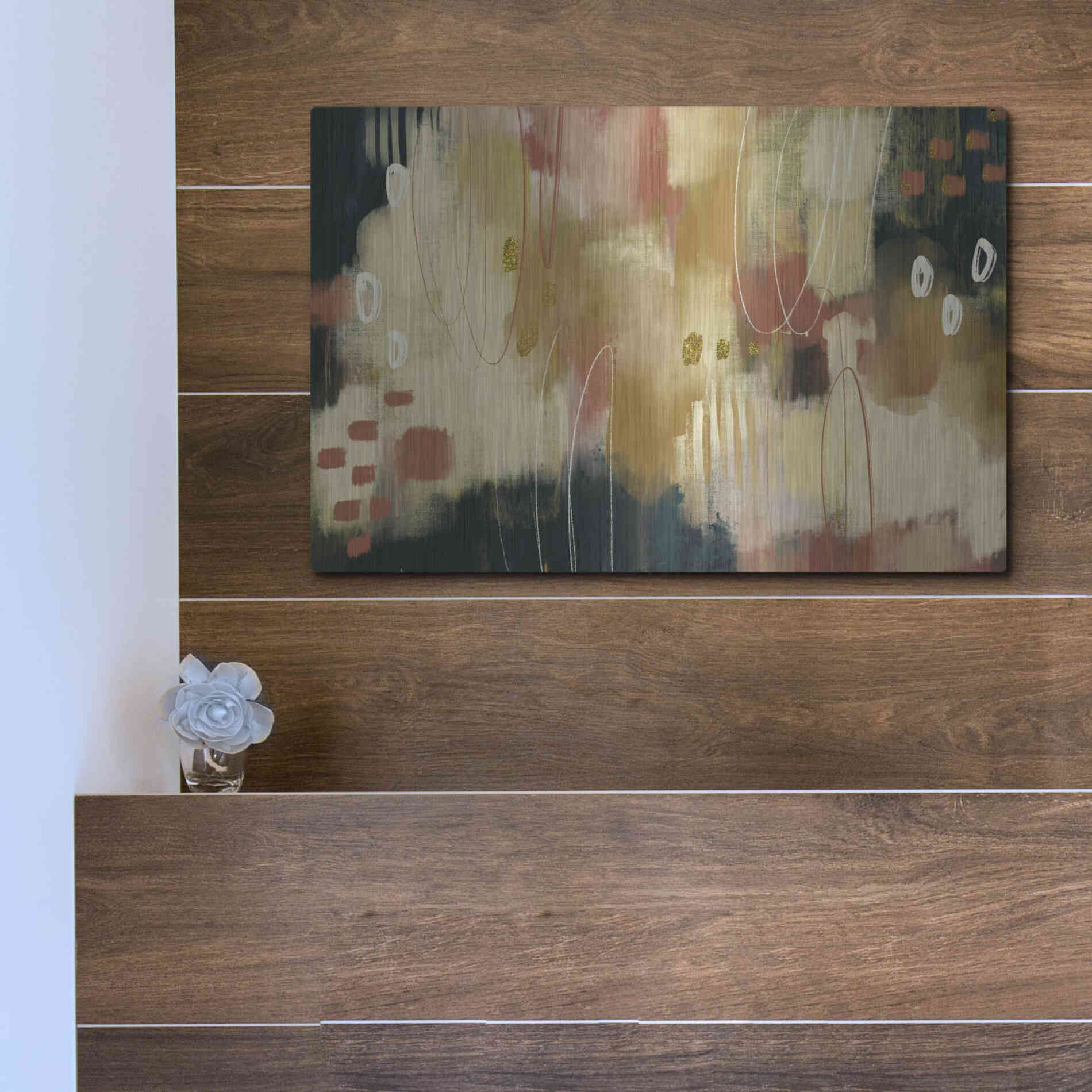 Luxe Metal Art 'Umber Embers' by Delores Naskrent Metal Wall Art,16x12