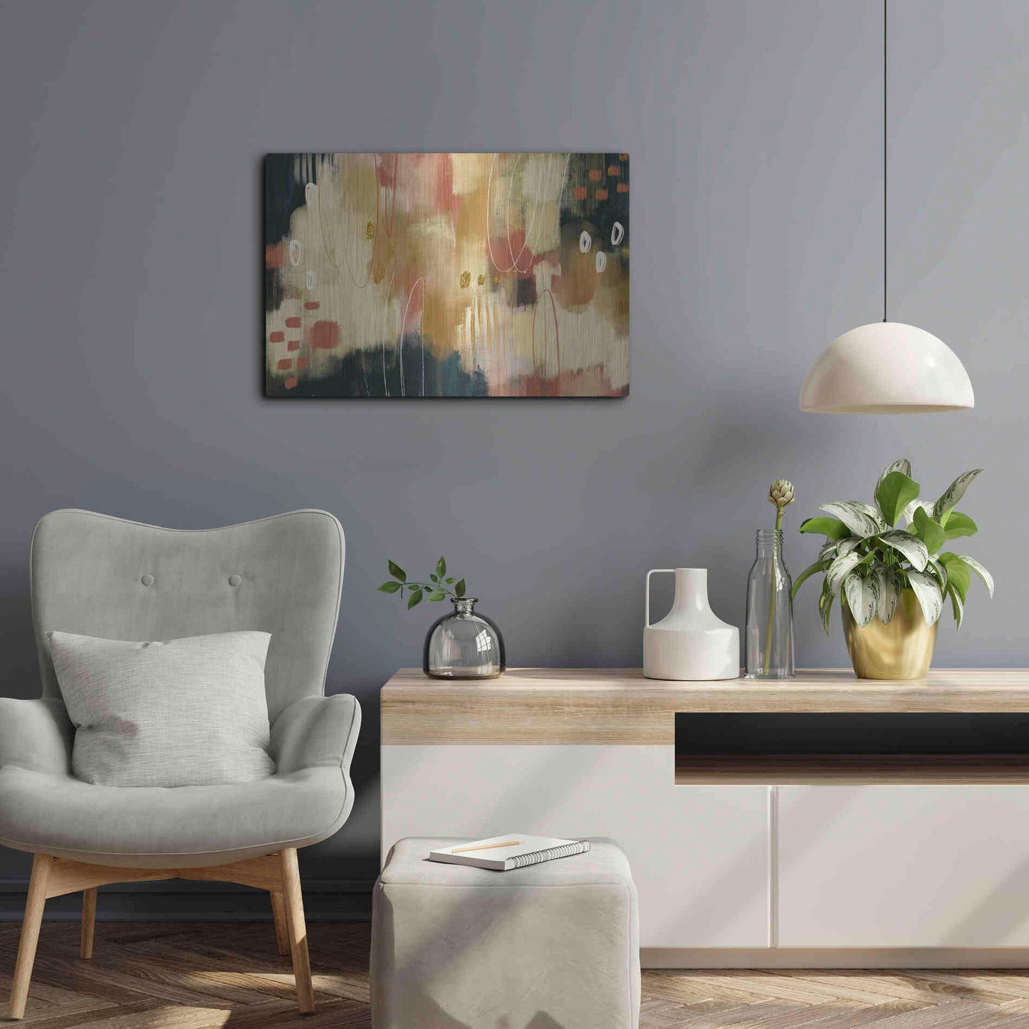 Luxe Metal Art 'Umber Embers' by Delores Naskrent Metal Wall Art,24x16