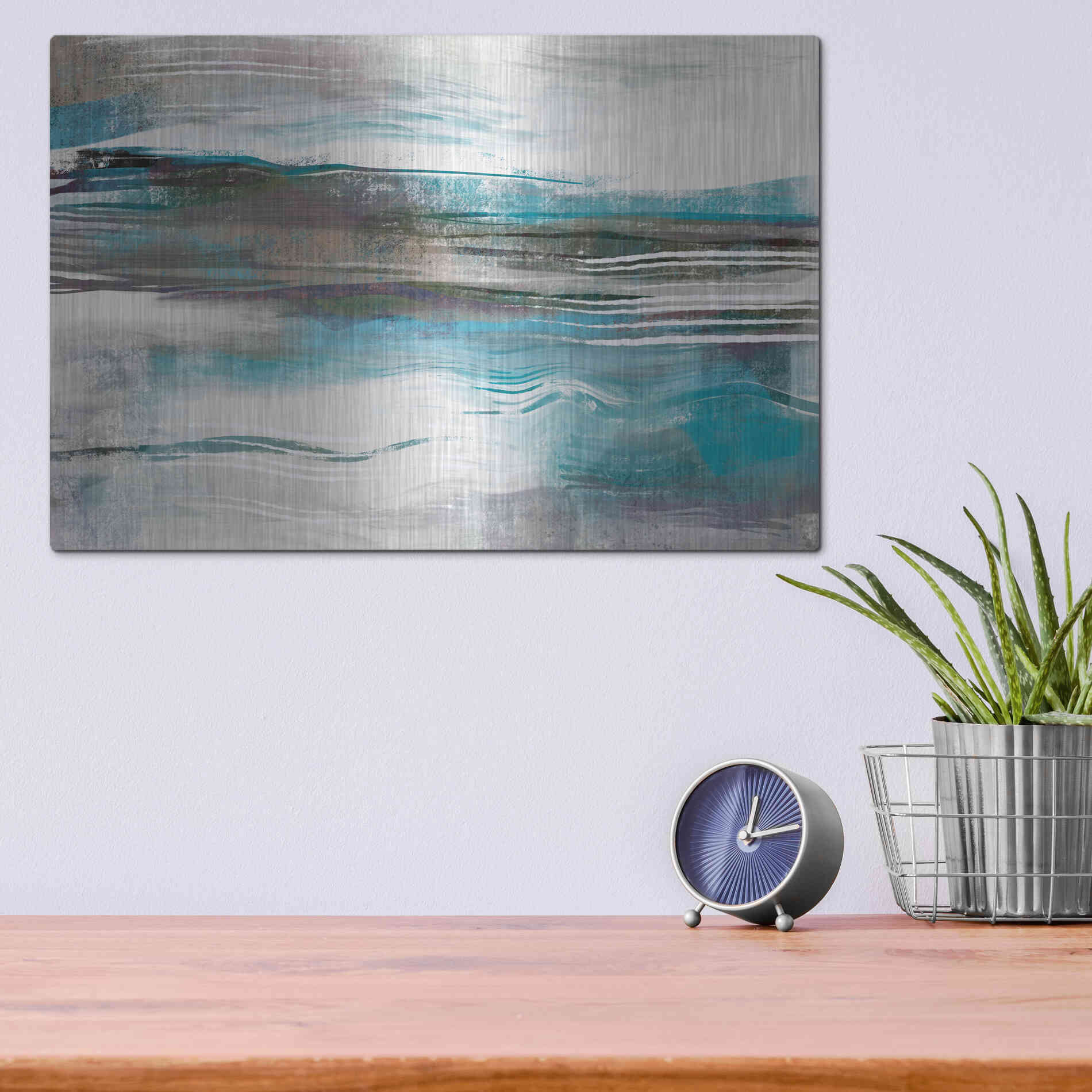 Luxe Metal Art 'Whispering Tide' by Delores Naskrent Metal Wall Art,16x12