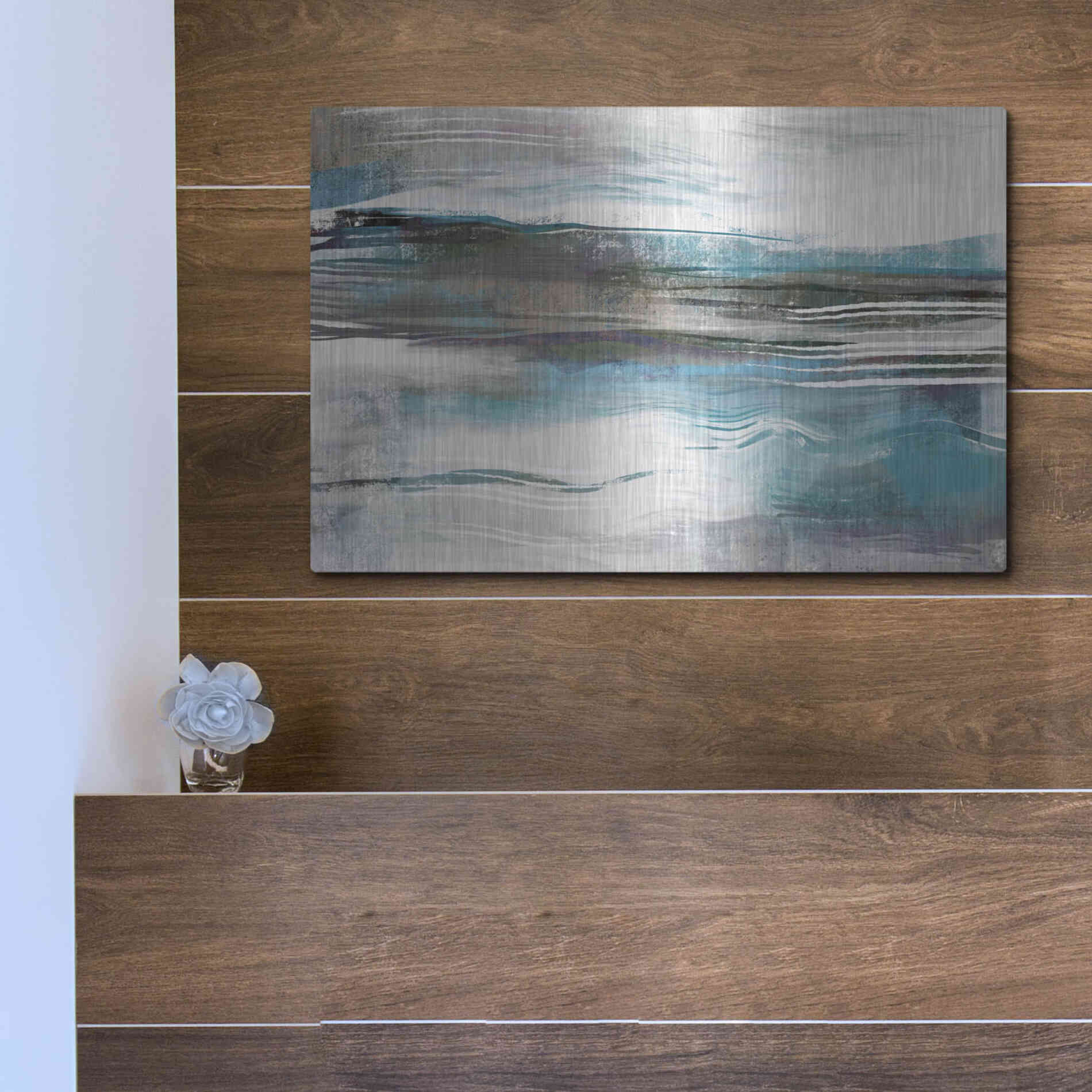 Luxe Metal Art 'Whispering Tide' by Delores Naskrent Metal Wall Art,16x12