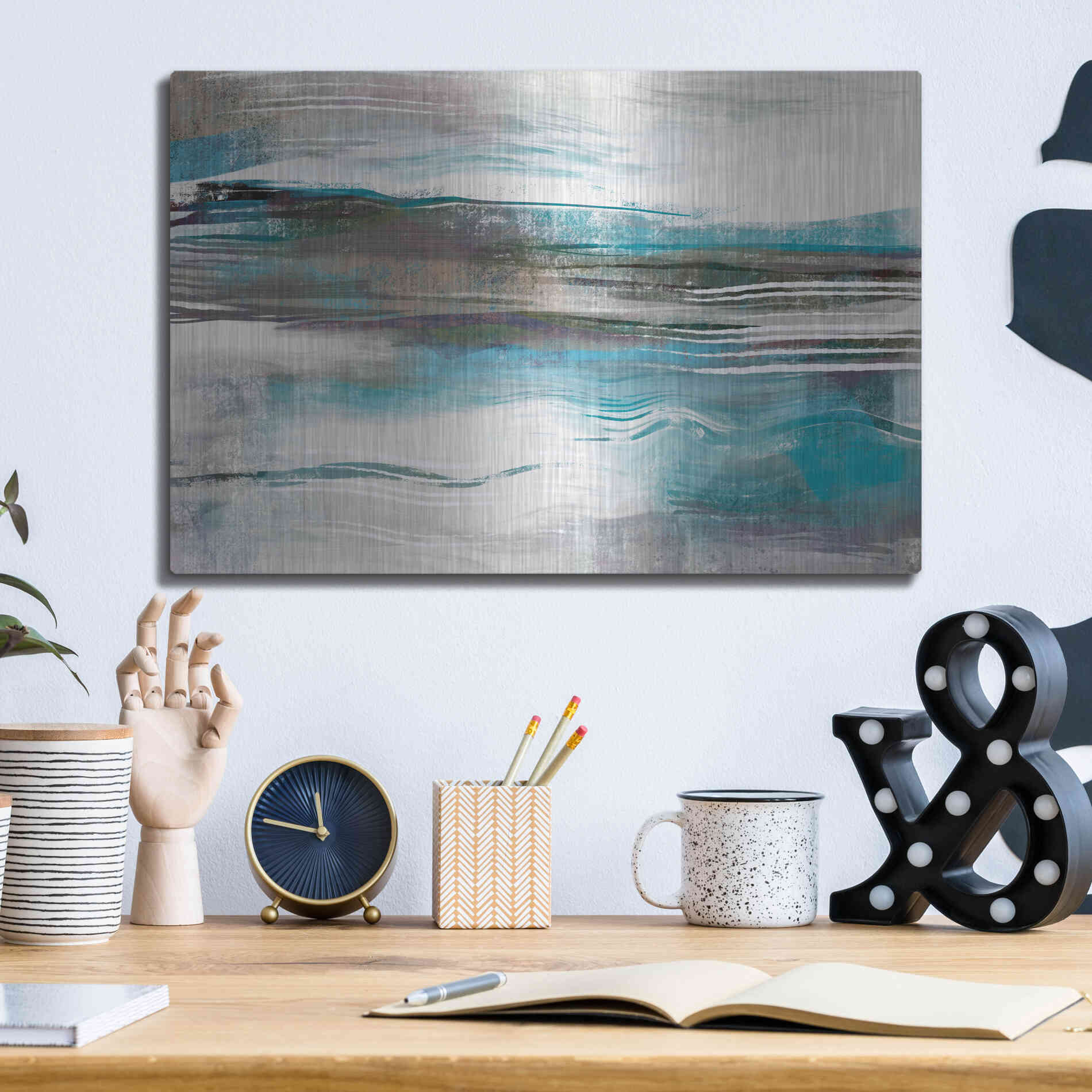 Luxe Metal Art 'Whispering Tide' by Delores Naskrent Metal Wall Art,16x12