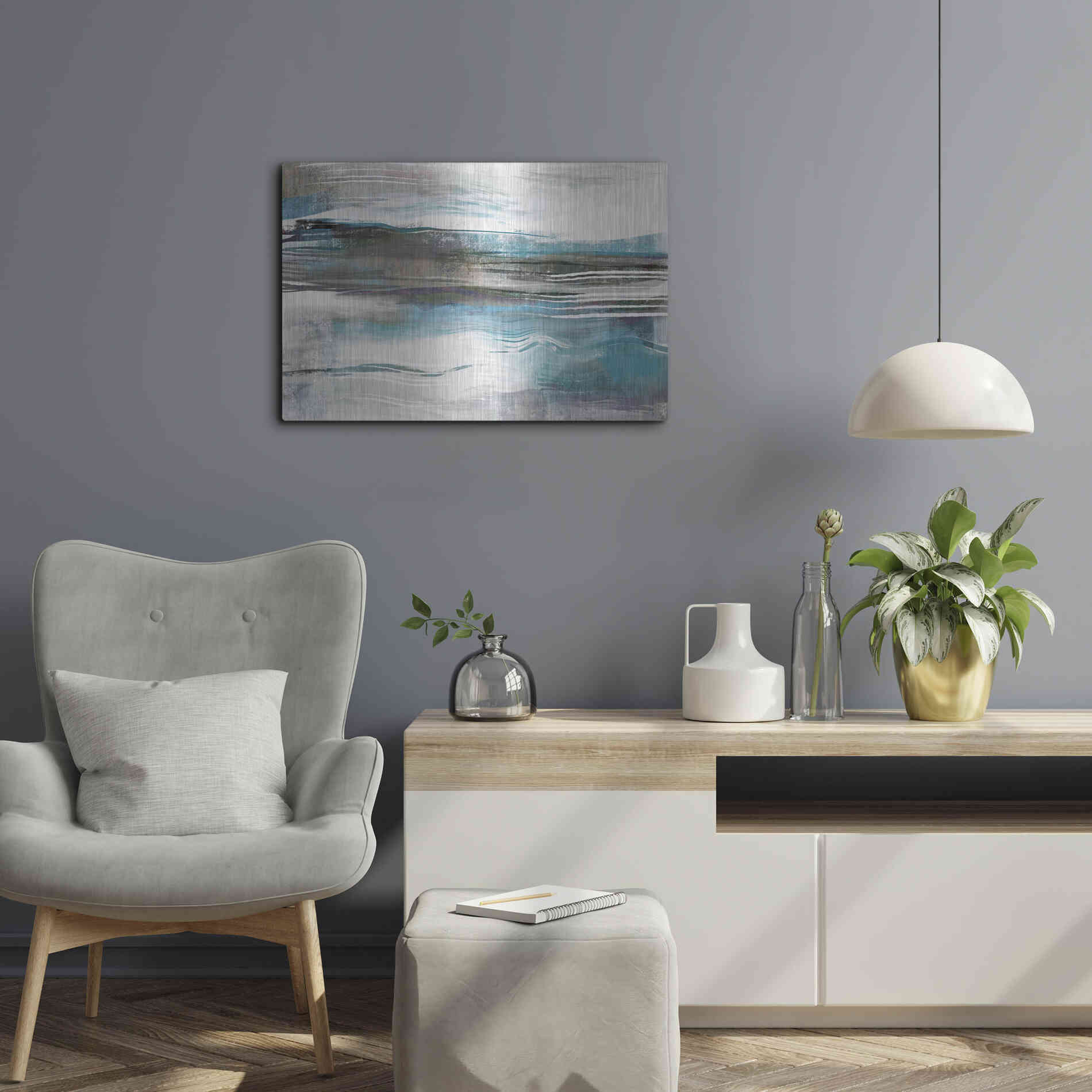 Luxe Metal Art 'Whispering Tide' by Delores Naskrent Metal Wall Art,24x16