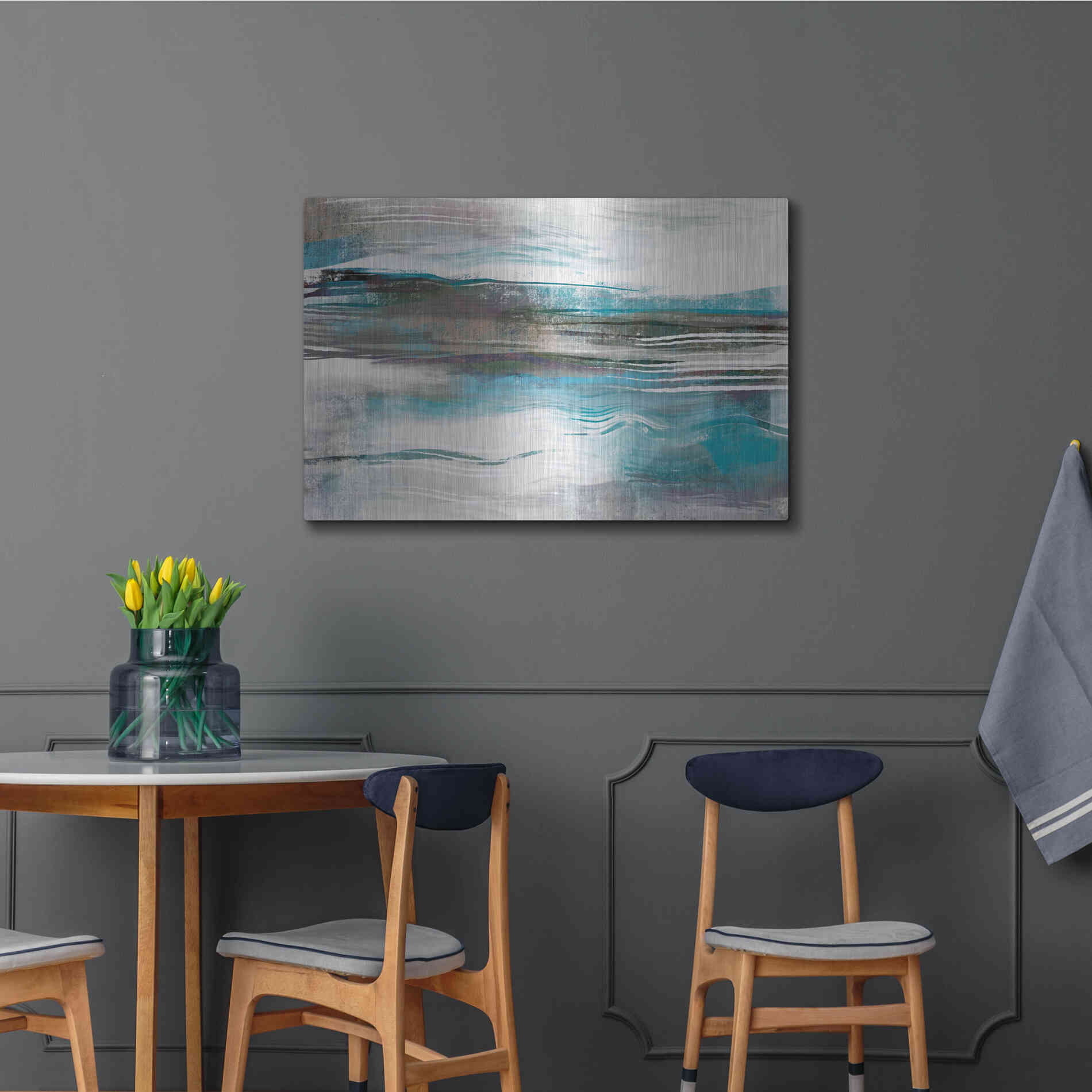 Luxe Metal Art 'Whispering Tide' by Delores Naskrent Metal Wall Art,36x24