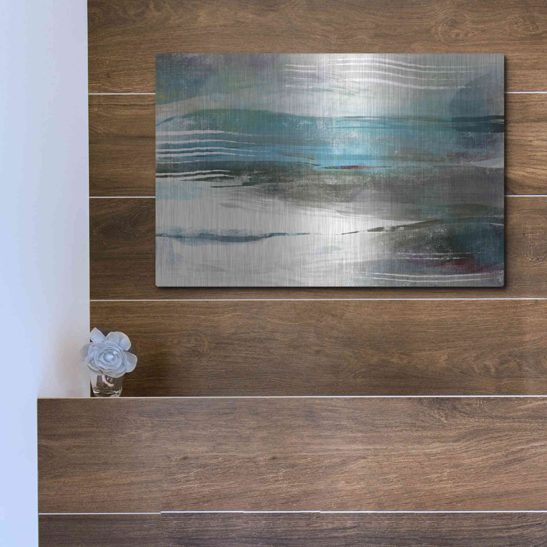 Luxe Metal Art 'Water Flow' by Delores Naskrent Metal Wall Art,16x12