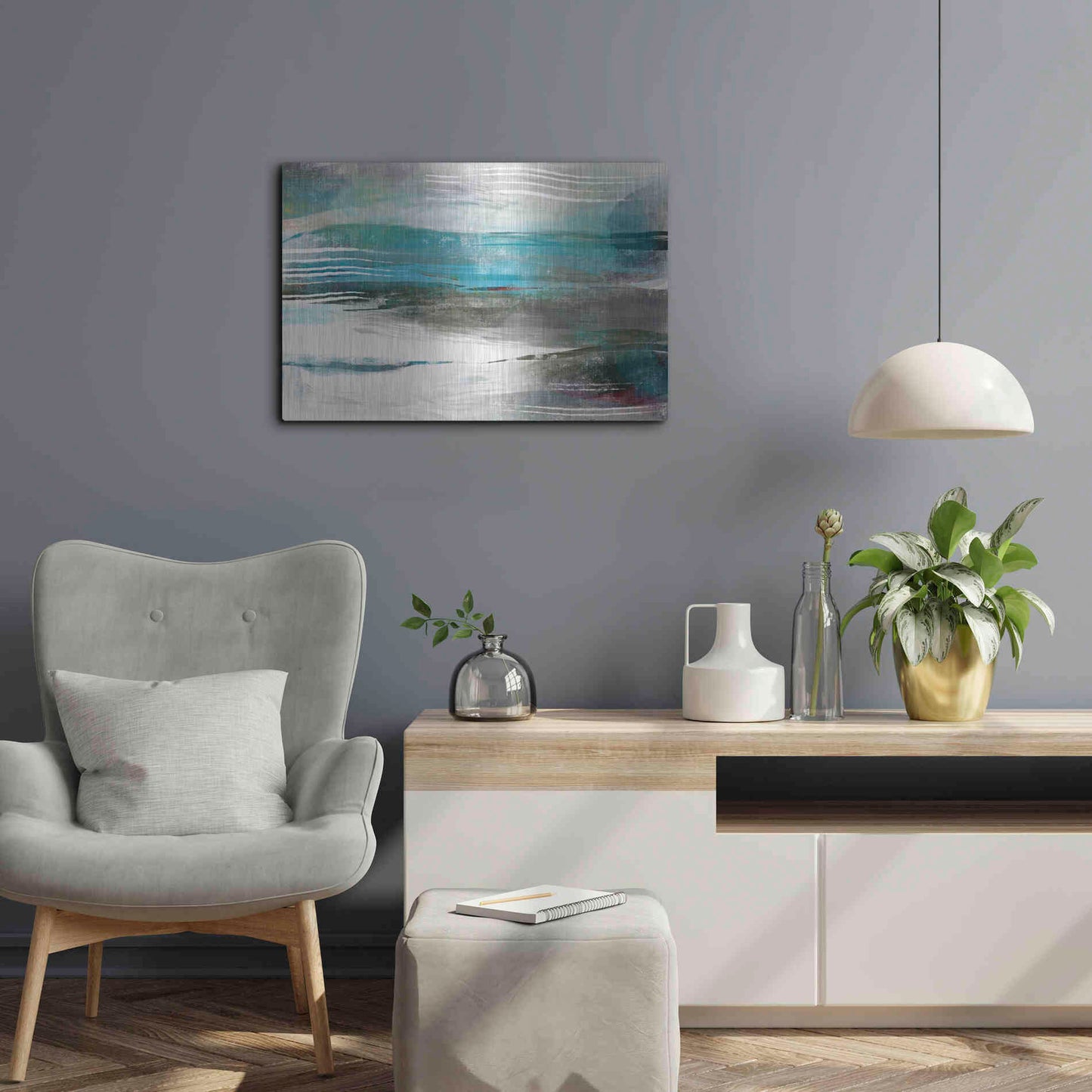 Luxe Metal Art 'Water Flow' by Delores Naskrent Metal Wall Art,24x16