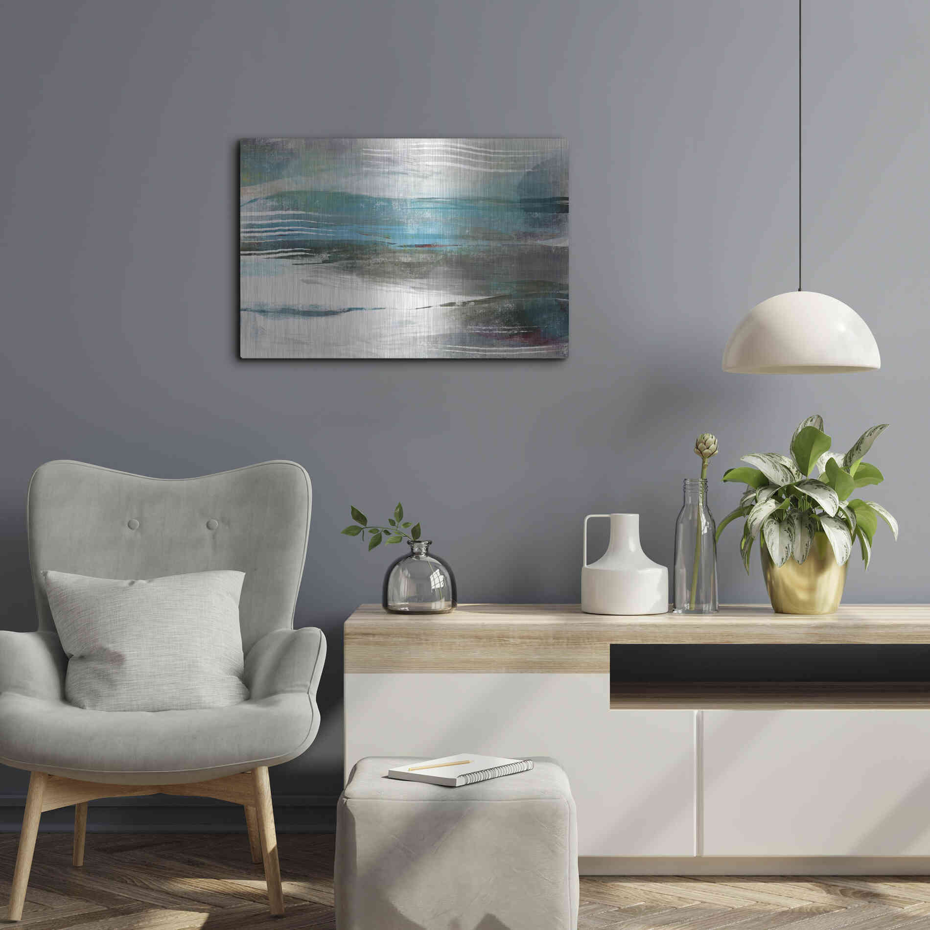 Luxe Metal Art 'Water Flow' by Delores Naskrent Metal Wall Art,24x16