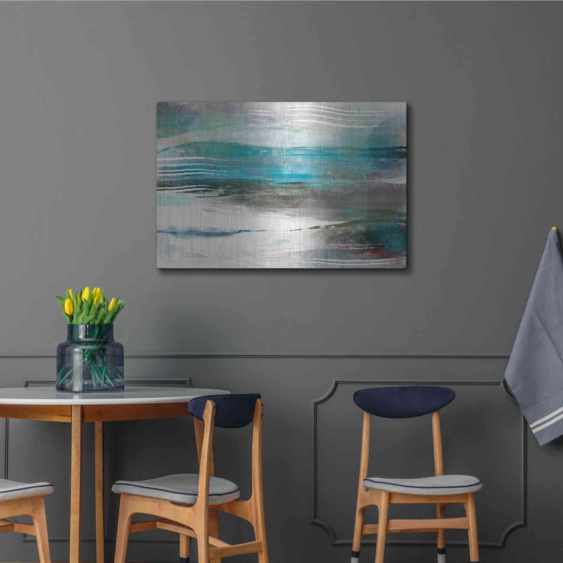 Luxe Metal Art 'Water Flow' by Delores Naskrent Metal Wall Art,36x24