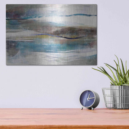 Luxe Metal Art 'Sea And Sand' by Delores Naskrent Metal Wall Art,16x12