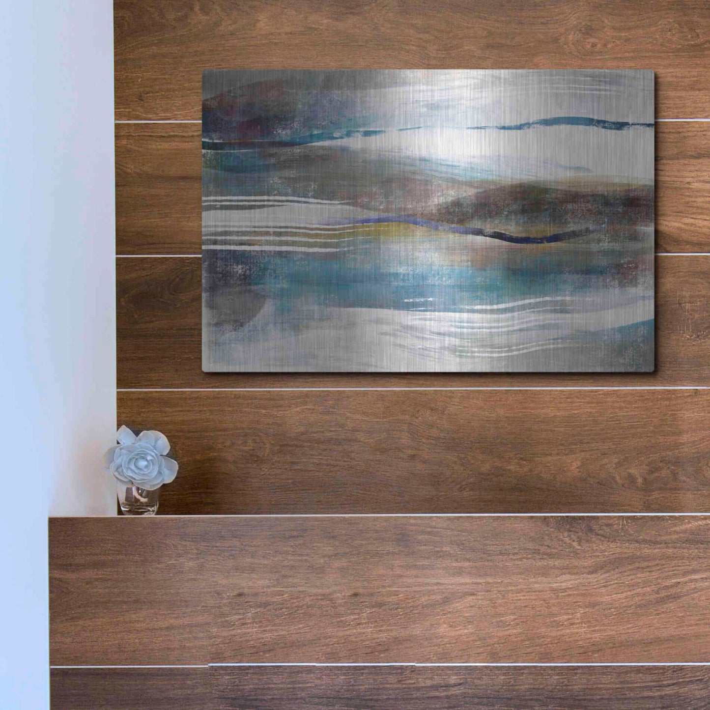 Luxe Metal Art 'Sea And Sand' by Delores Naskrent Metal Wall Art,16x12