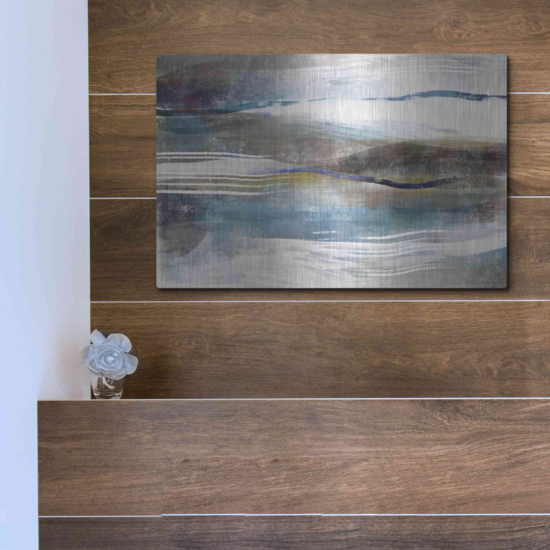 Luxe Metal Art 'Sea And Sand' by Delores Naskrent Metal Wall Art,16x12
