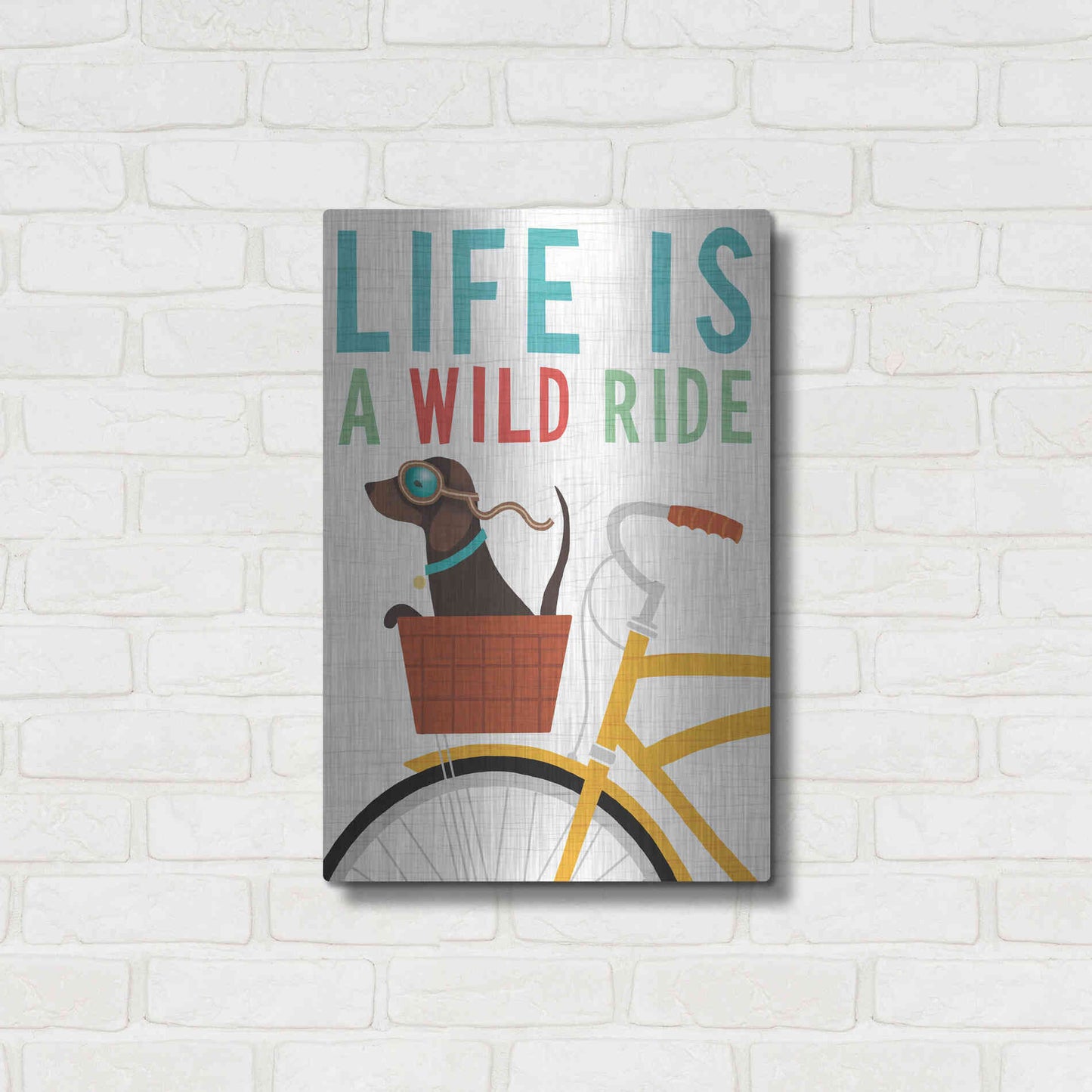 Luxe Metal Art 'Beach Bums Dachshund Bicycle I Life' by Michael Mullan, Metal Wall Art,16x24