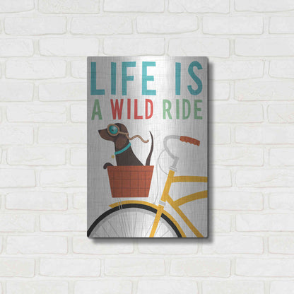 Luxe Metal Art 'Beach Bums Dachshund Bicycle I Life' by Michael Mullan, Metal Wall Art,16x24
