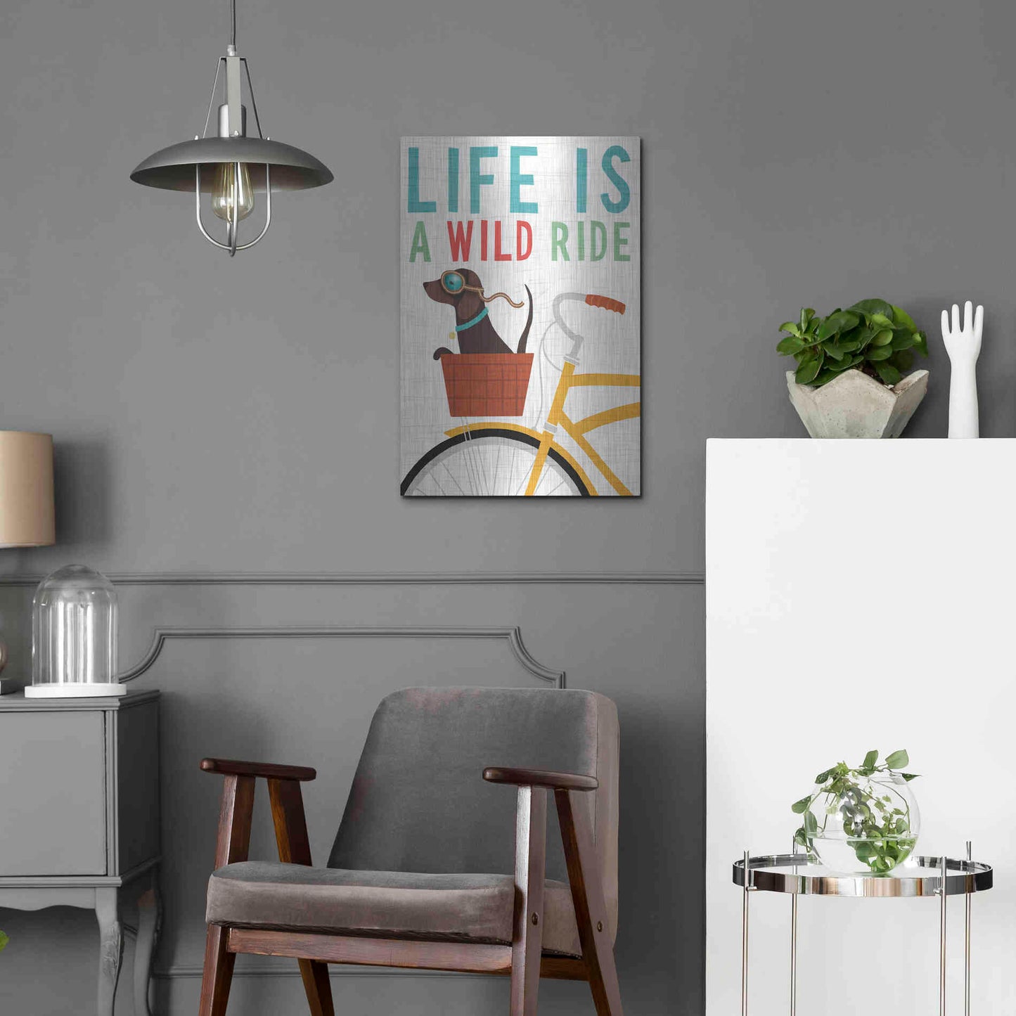 Luxe Metal Art 'Beach Bums Dachshund Bicycle I Life' by Michael Mullan, Metal Wall Art,16x24