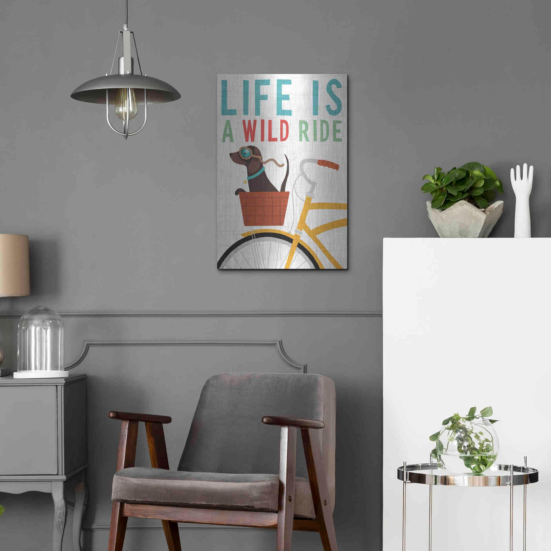 Luxe Metal Art 'Beach Bums Dachshund Bicycle I Life' by Michael Mullan, Metal Wall Art,16x24