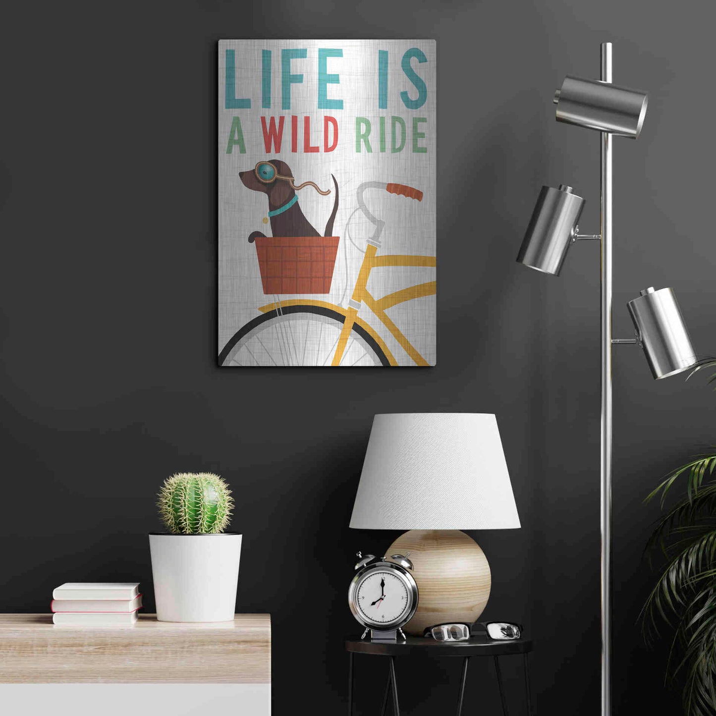 Luxe Metal Art 'Beach Bums Dachshund Bicycle I Life' by Michael Mullan, Metal Wall Art,16x24