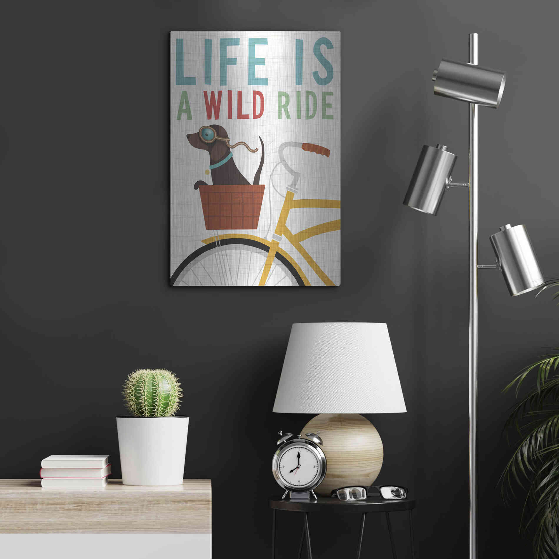 Luxe Metal Art 'Beach Bums Dachshund Bicycle I Life' by Michael Mullan, Metal Wall Art,16x24