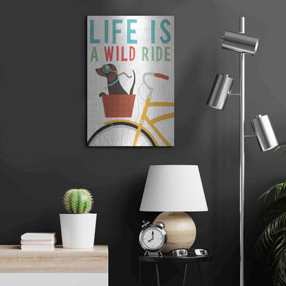 Luxe Metal Art 'Beach Bums Dachshund Bicycle I Life' by Michael Mullan, Metal Wall Art,16x24