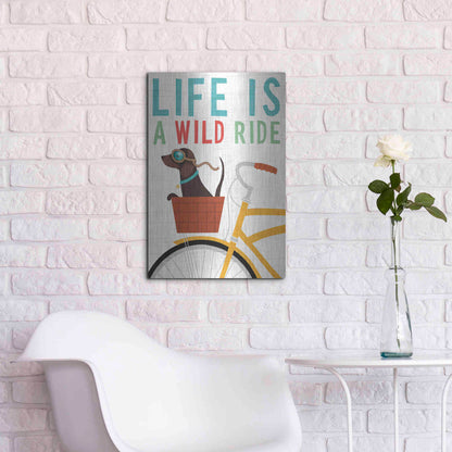 Luxe Metal Art 'Beach Bums Dachshund Bicycle I Life' by Michael Mullan, Metal Wall Art,16x24