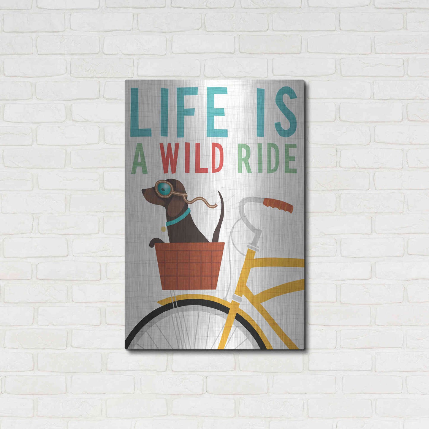 Luxe Metal Art 'Beach Bums Dachshund Bicycle I Life' by Michael Mullan, Metal Wall Art,24x36