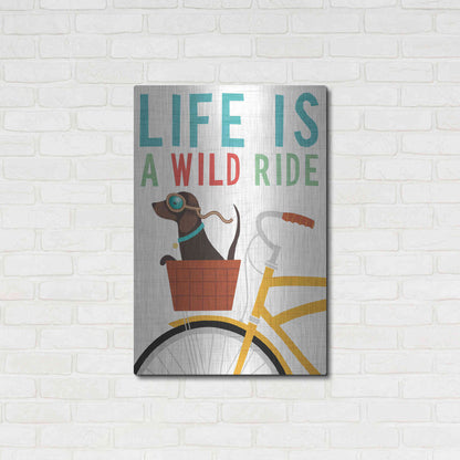 Luxe Metal Art 'Beach Bums Dachshund Bicycle I Life' by Michael Mullan, Metal Wall Art,24x36