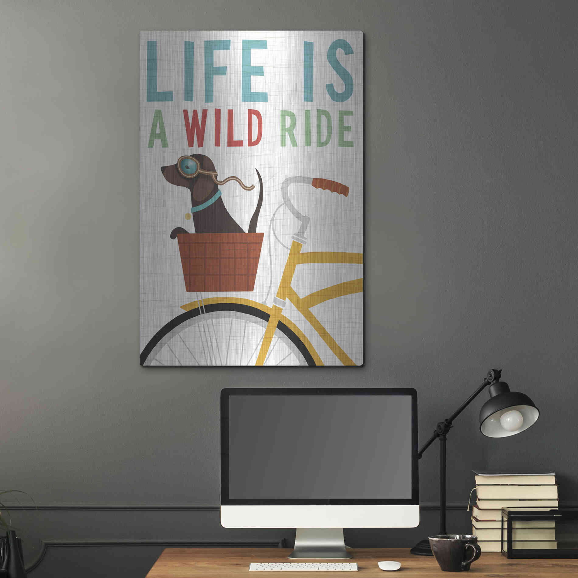 Luxe Metal Art 'Beach Bums Dachshund Bicycle I Life' by Michael Mullan, Metal Wall Art,24x36