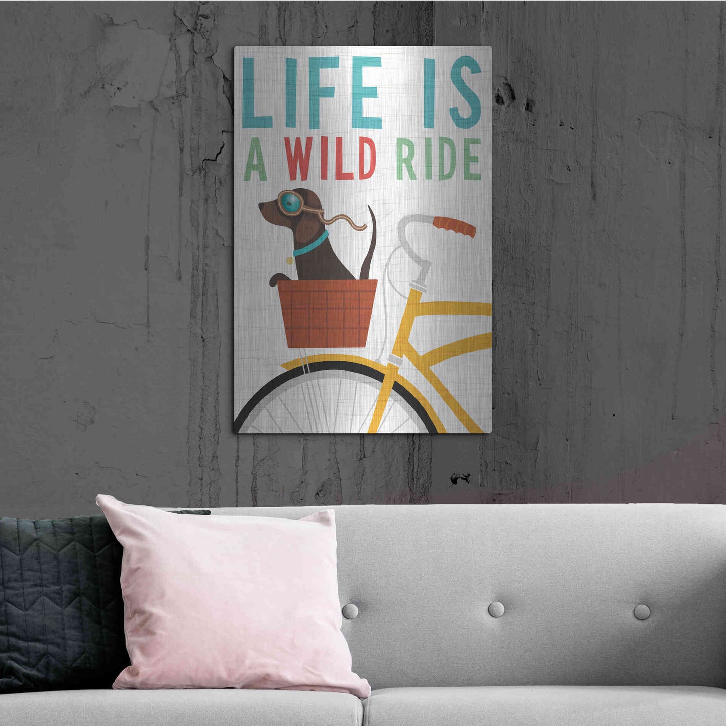 Luxe Metal Art 'Beach Bums Dachshund Bicycle I Life' by Michael Mullan, Metal Wall Art,24x36