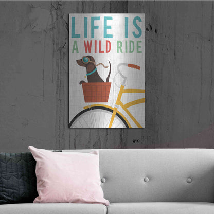 Luxe Metal Art 'Beach Bums Dachshund Bicycle I Life' by Michael Mullan, Metal Wall Art,24x36