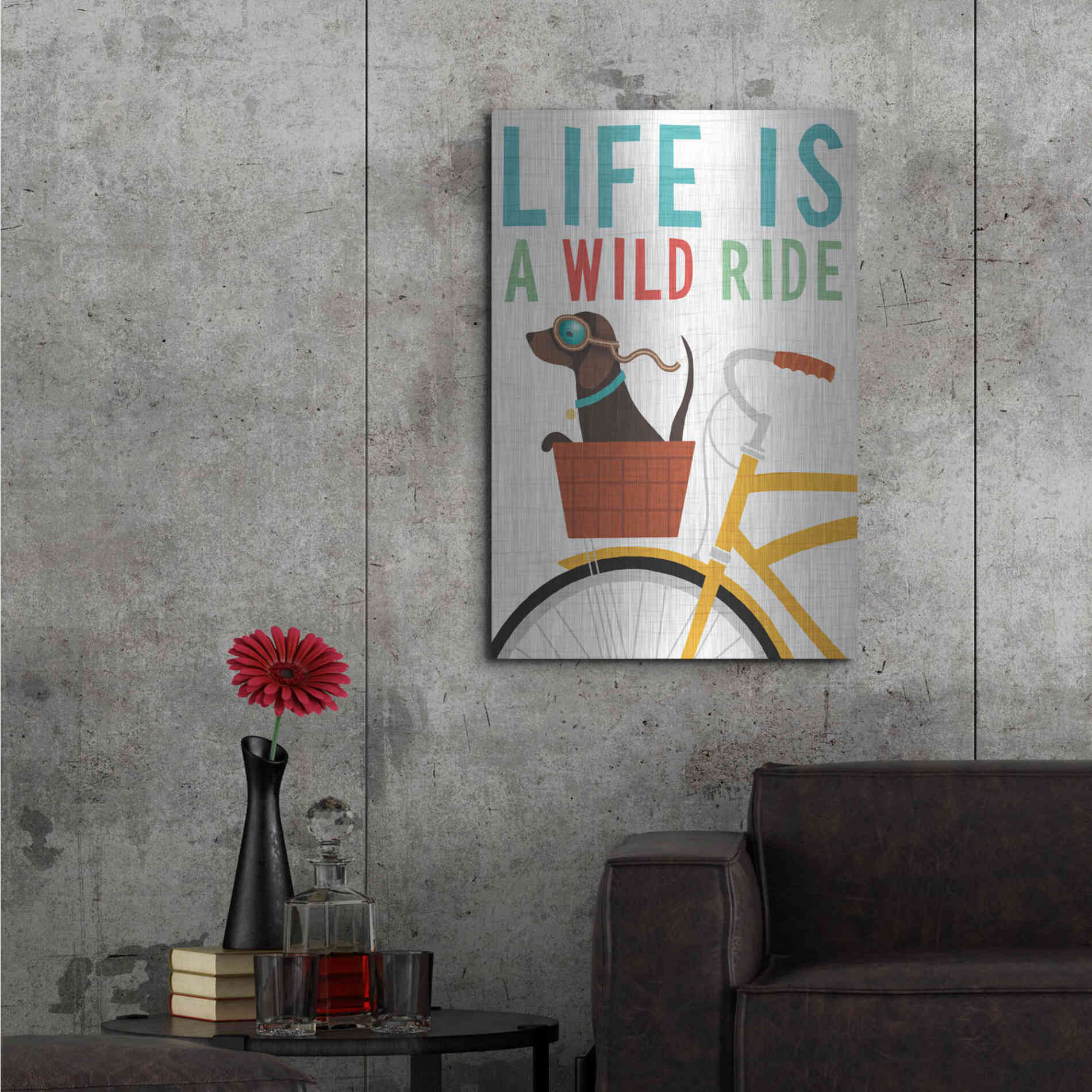 Luxe Metal Art 'Beach Bums Dachshund Bicycle I Life' by Michael Mullan, Metal Wall Art,24x36