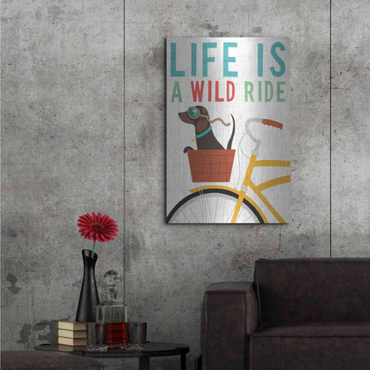 Luxe Metal Art 'Beach Bums Dachshund Bicycle I Life' by Michael Mullan, Metal Wall Art,24x36