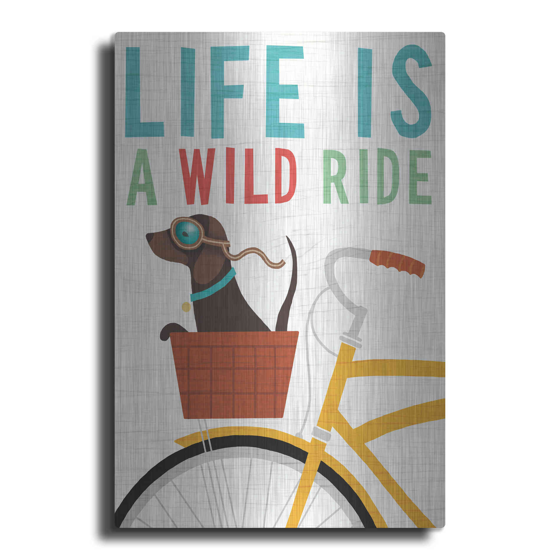 Luxe Metal Art 'Beach Bums Dachshund Bicycle I Life' by Michael Mullan, Metal Wall Art