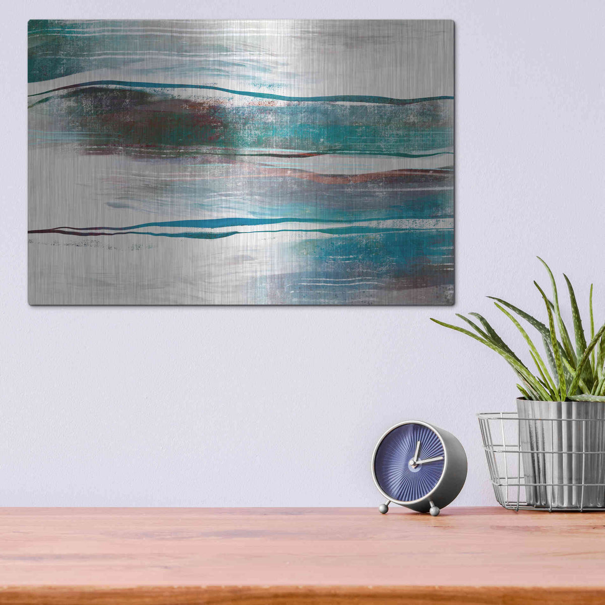 Luxe Metal Art 'Lapping Waves' by Delores Naskrent Metal Wall Art,16x12