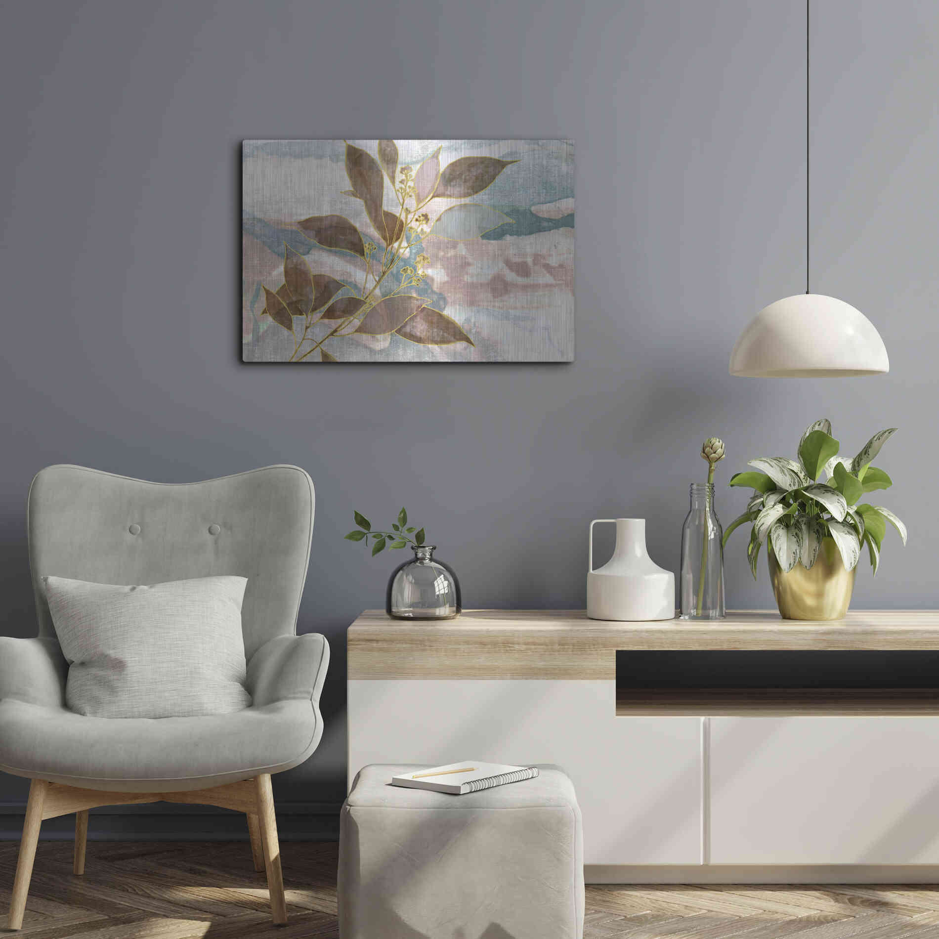 Luxe Metal Art 'Soft Breath' by Delores Naskrent Metal Wall Art,24x16