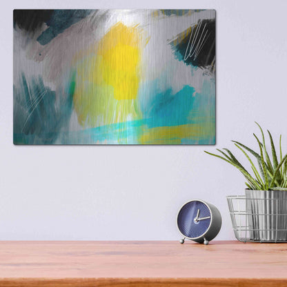 Luxe Metal Art 'Glowing Sky' by Delores Naskrent Metal Wall Art,16x12