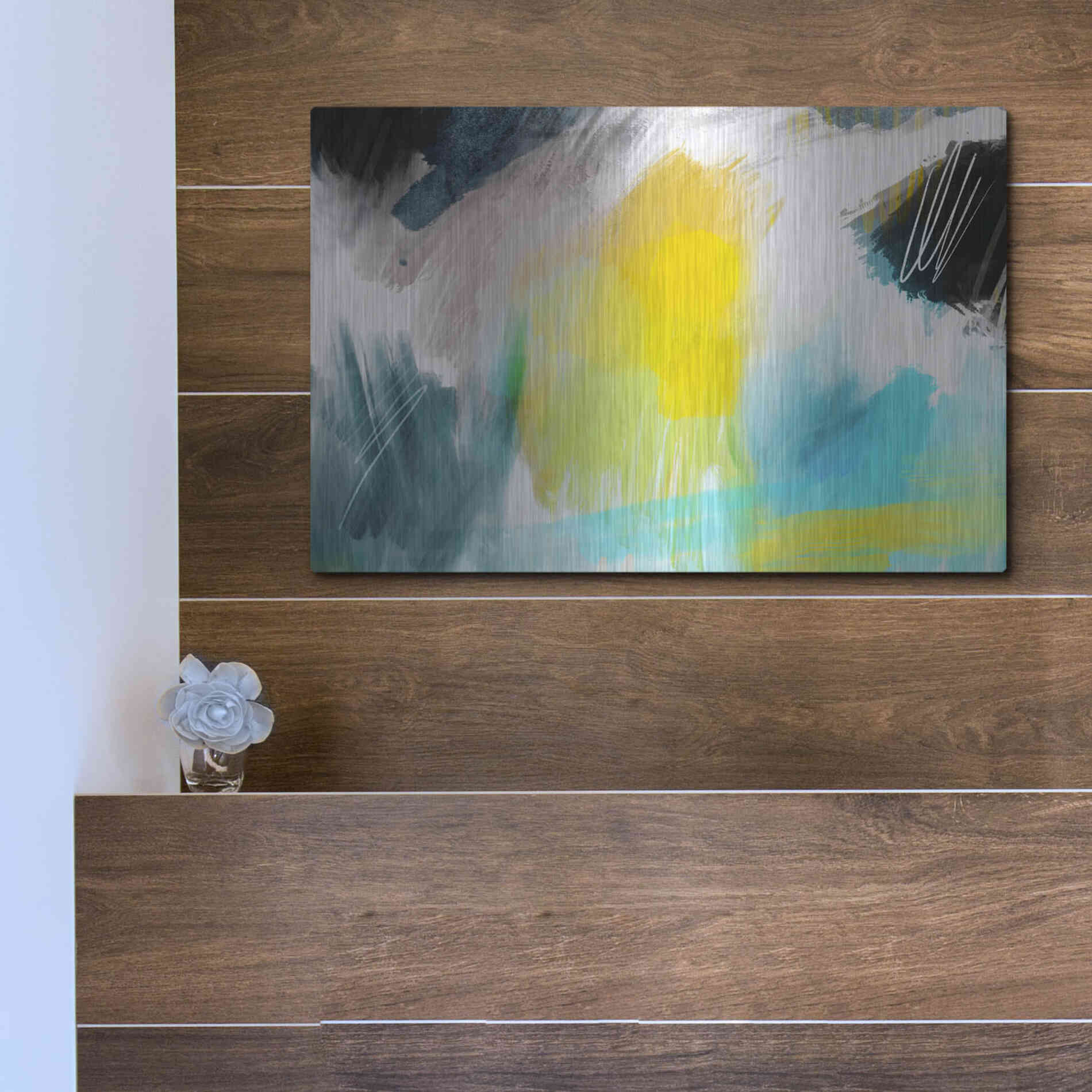 Luxe Metal Art 'Glowing Sky' by Delores Naskrent Metal Wall Art,16x12