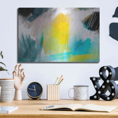 Luxe Metal Art 'Glowing Sky' by Delores Naskrent Metal Wall Art,16x12