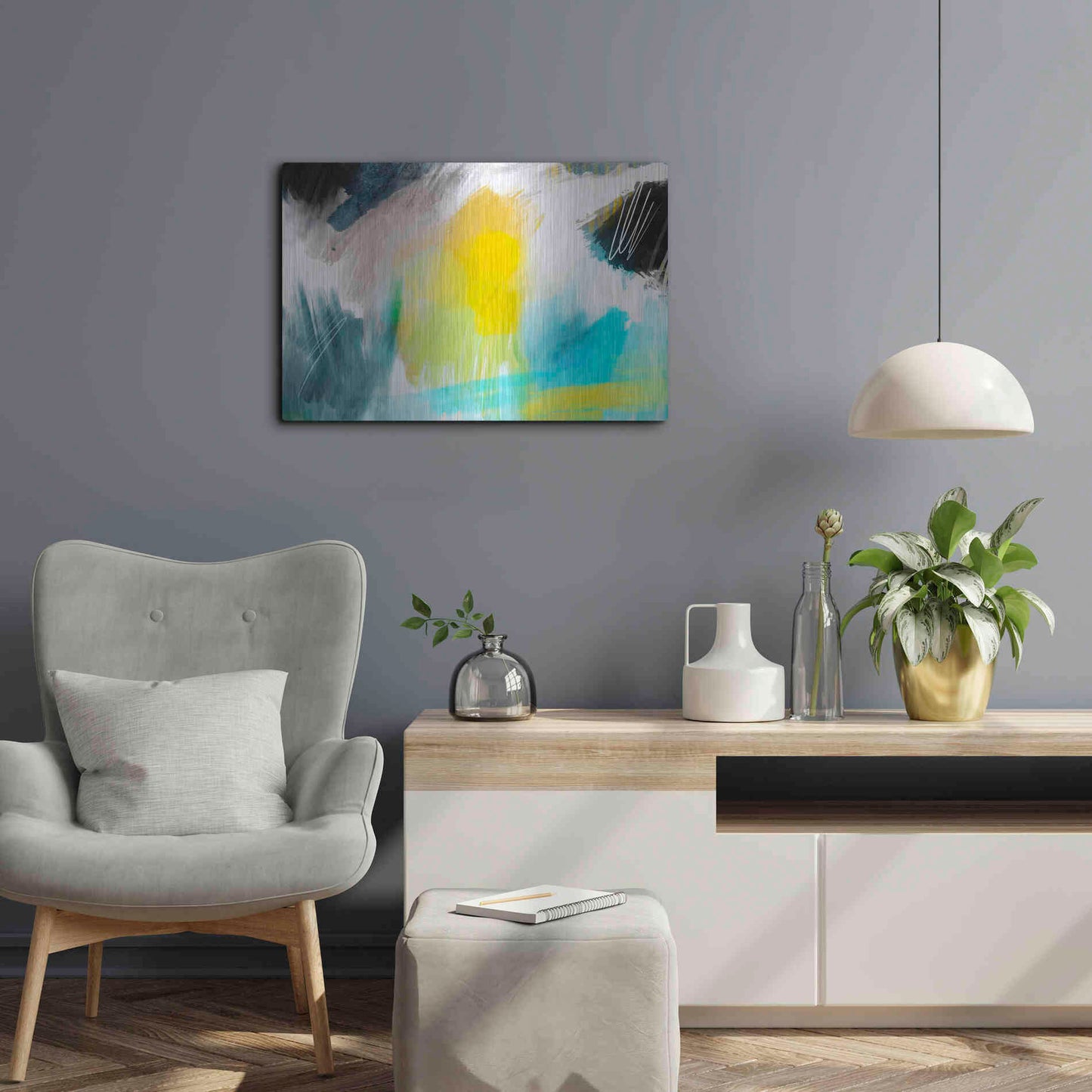 Luxe Metal Art 'Glowing Sky' by Delores Naskrent Metal Wall Art,24x16